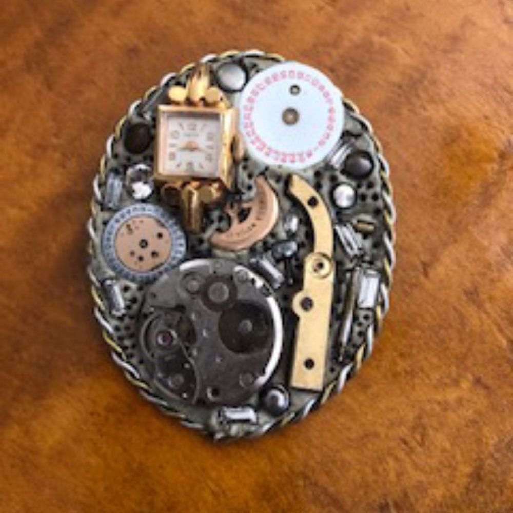 Signed Watch Pieces brooch
